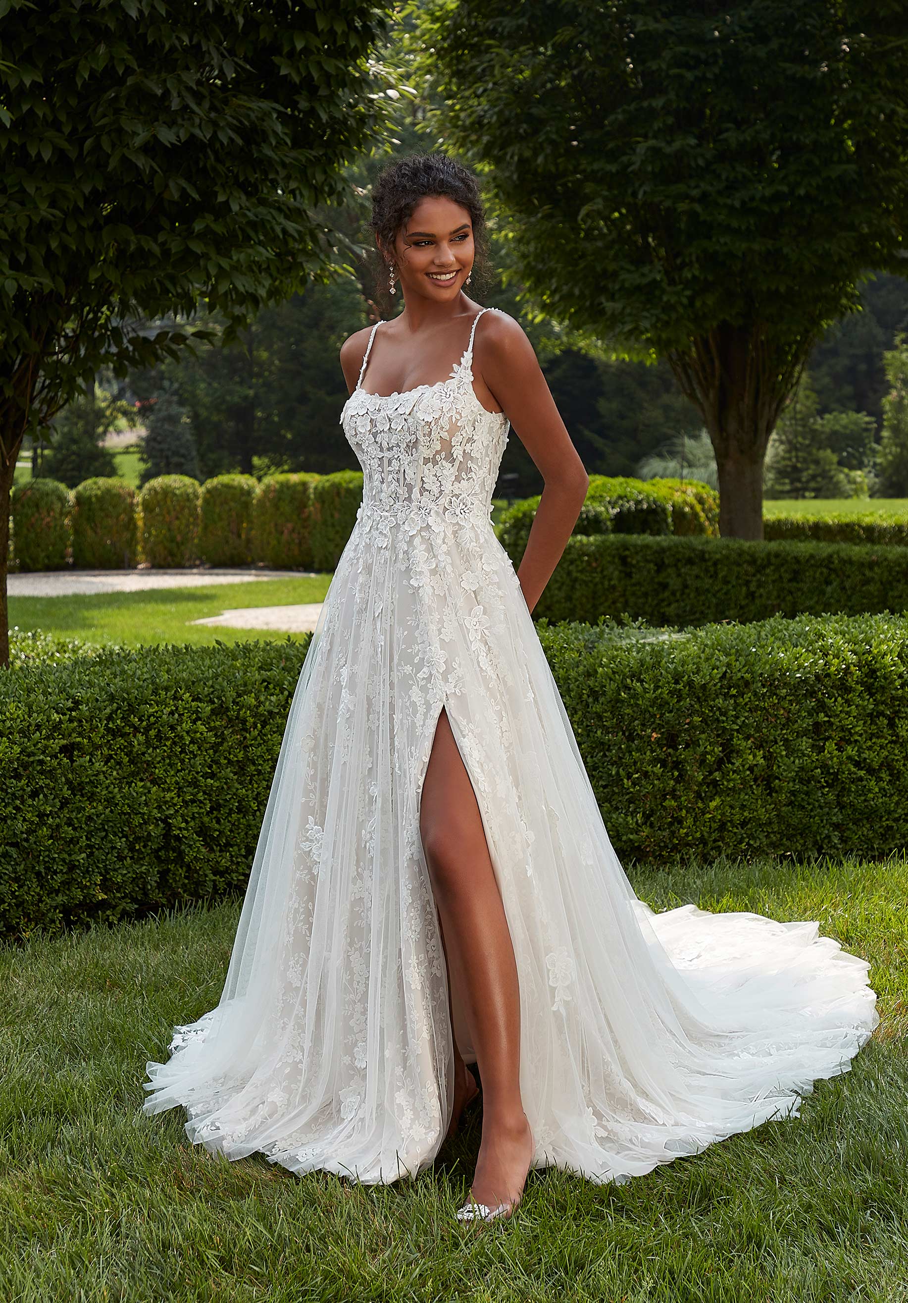 lace a-line wedding dress ideas